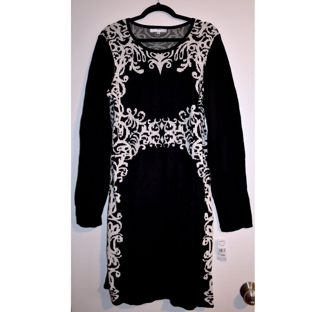 Studio One Sweater Knit Dress Size Large - NWT Baroque scroll design